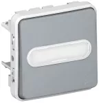 PLEXO55 PRZYCISK JEDNOBIEGUNOWY PODŚWIETLANY Z UCHWYTEM ETYKIETY SZARY 10A-250V~, Legrand