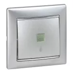 VALENA PRZYCISK JEDNOBIEGUNOWY PODŚWIETLANY Z SYMBOLEM LAMPY 10A-250V~ ALUMINIUM, Legrand