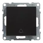 SUNO - Przycisk pojedynczy z symbolem dzwonka - 6 A - 250 V~ - zaciski automatyczne, Czarny, Legrand