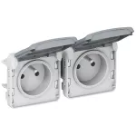 PLEXO55 GNIAZDO PODWÓJNE POZIOME 2X2P+Z SZARE 16A-250V~, Legrand