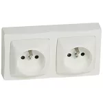 OTEO GNIAZDO PODWÓJNE 2X2P+Z Z PRZESŁONĄ STYKÓW BIAŁE KOMPLET 16A-250V~, Legrand