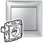 VALENA GNIAZDO POJEDYNCZE 2P+Z Z PRZESŁONAMI 16A-250V~ ALUMINIUM, Legrand