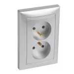 VALENA GNIAZDO PODWÓJNE 2X2P+Z 16A-250V~ ALUMINIUM, Legrand