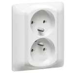 SISTENA LIFE GNIAZDO PODWÓJNE 2X2P+Z Z PRZESŁONAMI ARCTIC KOMPLETNE 16A-250V~, Legrand