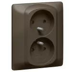 SISTENA LIFE GNIAZDO PODWÓJNE 2X2P+Z Z PRZESŁONAMI CHOCO KOMPLETNE 16A-250V~, Legrand