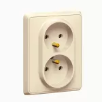 CARIVA GNIAZDO WTYCZKOWE PODWÓJNE 2X2P+Z KREM 16A-250V~, Legrand