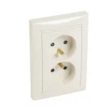VALENA GNIAZDO PODWÓJNE 2X2P+Z Z PRZESŁONAMI KREM 16A-250V~, Legrand