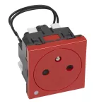 MOSAIC - Gniazdo 2P+Z 16 A - 250 V~ - zaciski automatyczne - 2 modułowe - Czerwony z możliwością montażu wskaźnika, Legrand