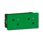 MOSAIC GN 2X2P+Z PODŁĄCZENIE PRZEZ ZACISKI AUTOMATYCZNE-4 MODUŁY ZIELONE 16A-250V~, Legrand