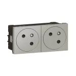 MOSAIC GN 2X2P+Z PODŁĄCZENIE PRZEZ ZACISKI AUTOMATYCZNE - 4 MOD ALUMINIUM 16A-250V~, Legrand