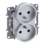 NILOE SELECTION - GNIAZDO 2 X 2P+Z DO RAMEK WIELOKROTNYCH (Z PRZESŁONĄ, ZACISKI ŚRUBOWE) ALUMINIUM, Legrand