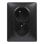 VALENA LIFE GNIAZDO 2X2P+Z TYPU MONOBLOK Z PRZESŁONĄ CZARNE 16 A – 250 V~