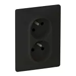 VALENA LIFE GNIAZDO 2X2P+Z TYPU MONOBLOK Z PRZESŁONĄ CZARNE 16 A – 250 V~