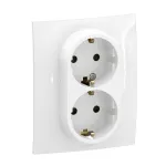 NOWE NILOE - GN SCH 2X2P+Z MONOBLOK Z PRZESŁONĄ ZAC AUTO 16A - 250V~ BIAŁE