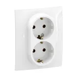 NOWE NILOE - GNIAZDO SCHUKO 2X2P+Z MONOBLOK ZACISKI ŚRUBOWE 16A - 250V~ BIAŁE