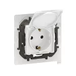 NOWE NILOE - GNIAZDO SCHUKO 2P+Z IP44 Z PRZESŁONĄ, ZACISKI AUTOMATYCZNE BIAŁE
