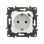 NOWE NILOE - GNIAZDO SCHUKO 2P+Z Z USB C Z PRZESŁONĄ ZACISKI AUTO BIAŁE