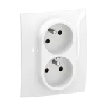 NOWE NILOE - GN CZESKIE 2X2P+Z Z PRZESŁONĄ ZAC ŚRUBOWE KOMPLET 16A-250V~ BIAŁE
