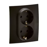 NOWE NILOE - GNIAZDO SCHUKO 2X2P+Z MONOBLOK ZACISKI ŚRUBOWE 16A - 250V~ CZARNE