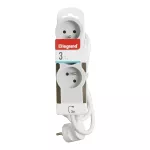 PRZEDŁUŻACZ STANDARD 3X2P+Z, Z PRZEWODEM 3.0 METRA 3X1.5 MM2 - BIAŁY/JASNOSZARY, Legrand