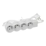 PRZEDŁUŻACZ STANDARD 4X2P+Z, Z PRZEWODEM 3.0 METRA 3X1.5 MM2 - BIAŁY/JASNOSZARY, Legrand