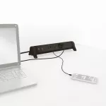 PRZEDŁUŻACZ PREMIUM, OBROTOWY, 3X2P+Z, USB A+C, Z OGRANICZNIKIEM PRZEPIĘĆ, Z PRZEWODEM 1.5 METRA 3X1.0 MM2 - CZARNY/GRAFITOWY, Legrand