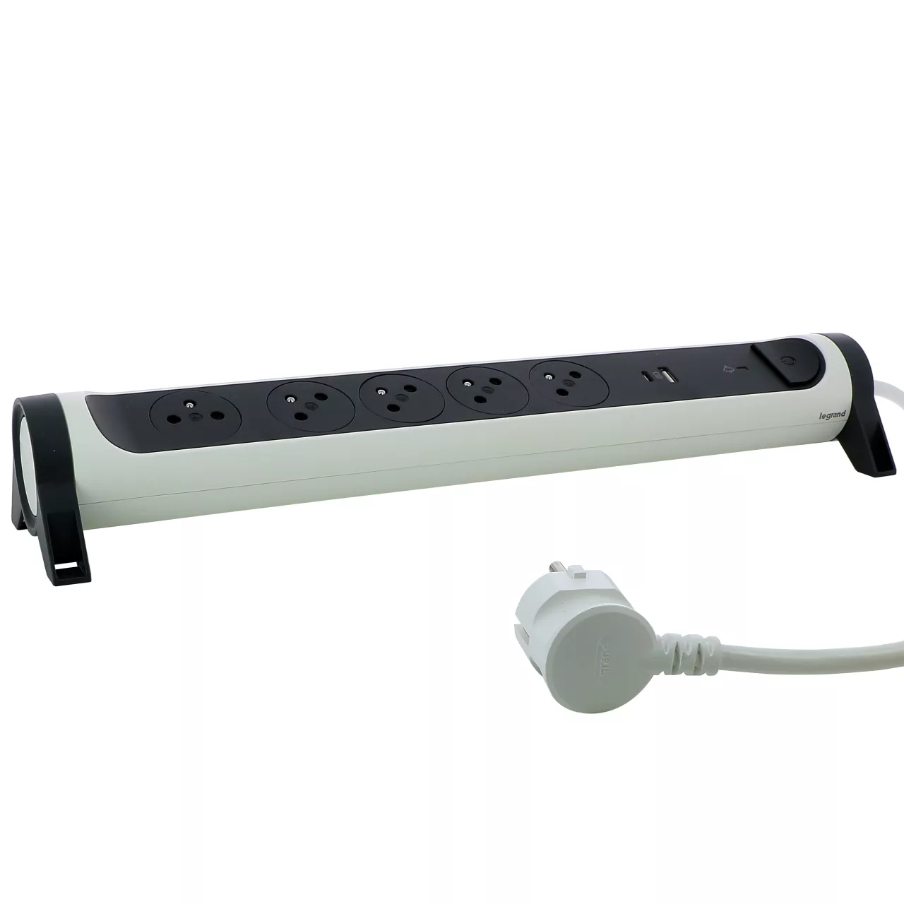 PRZEDŁUŻACZ PREMIUM, OBROTOWY, 5X2P+Z, USB A+C, Z OGRANICZNIKIEM PRZEPIĘĆ, Z PRZEWODEM 1.5 METRA 3X1.0 MM2 - BIAŁY/GRAFITOWY, Legrand