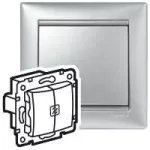 VALENA ŁĄCZNIK ŚWIECZNIKOWY Z PODWÓJNYM WSKAŹNIKIEM 10AX-250~ ALUMINIUM, Legrand