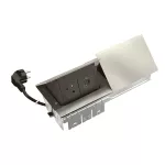 INCARA: POP UP - 2x2P+Z / 2xUSB A+C - 2,0 M-SZCZOTKOWANE ALUMINIUM