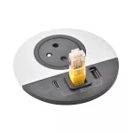INCARA: DISQ 80 - 2P+Z / USB A+C / WYJŚCIE KABLOWE - 2,0 M-METAL/CZARNY, Legrand