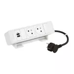 INCARA: ONDESK - 2X2P+Z/USB A+C-PRZEWÓD 2 METRY- BIAŁY