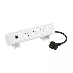 INCARA: ONDESK - 3X2P+Z/USB A+C-PRZEWÓD 2 METRY- BIAŁY