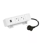 INCARA: ONDESK - 2X2P+Z/USB C+C-PRZEWÓD 2 METRY- BIAŁY