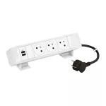 INCARA: ONDESK - 3X2P+Z/USB C+C-PRZEWÓD 2 METRY- BIAŁY