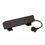 INCARA: ONDESK - 3X2P+Z/USB A+C-PRZEWÓD 2 METRY- CZARNY