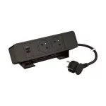 INCARA: ONDESK - 2X2P+Z/USB C+C-PRZEWÓD 2 METRY- CZARNY