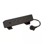 INCARA: ONDESK - 3X2P+Z/USB C+C-PRZEWÓD 2 METRY- CZARNY
