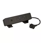 INCARA: ONDESK - 2X2P+Z/USB C 45W-PRZEWÓD 2 METRY- CZARNY