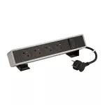 INCARA: ONDESK - 4X2P+Z/ŁĄCZNIK-PRZEWÓD 2 METRY- ALUMINIUM/CZARNY