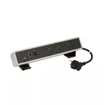 INCARA: ONDESK - 3X2P+Z/USB A+C/RJ/HD-PRZEWÓD 2 METRY- ALUMINIUM/CZARNY