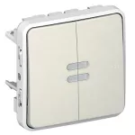PLEXO55 ŁĄCZNIK SCHODOWY + PRZYCISK PODŚWIETLANY BIAŁY/ECRU 10AX-250V~, Legrand