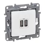 NILOE/NILOE SELECTION - PODWÓJNE GNIAZDO ŁADOWANIA USB 5 V 2400 MA BIAŁE, Legrand