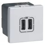 MOSAIC GNIAZDO ZASILAJĄCE 2 X USB 1500 MA - ALUMINIUM, Legrand
