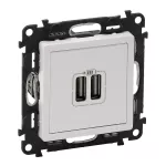 VALENA LIFE ŁADOWARKA Z GNIAZDEM 2 x USB BIAŁA, Legrand