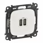 VALENA ALLURE - GNIAZDO ŁADOWANIA USB PODWÓJNE PERŁOWE, Legrand