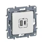 NILOE/NILOE SELECTION - GNIAZDO 2 X USB TYP A+C - 3 A BIAŁE, Legrand