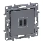 NILOE SELECTION - GNIAZDO 2 X USB TYP C+C - 3 A STAL, Legrand