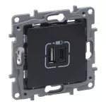NILOE SELECTION - GNIAZDO 2 X USB TYP A+C - 3 A ANTRACYT, Legrand