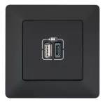 VALENA LIFE - GNIAZDO USB A+C 3A - CZARNE