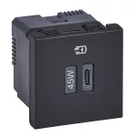 MOSAIC - GNIAZDO USB TYP C 45 W ANTRACYT, Legrand